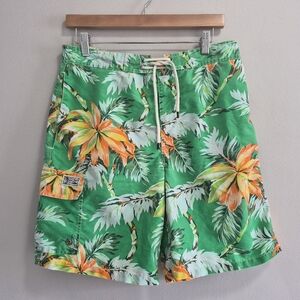 Polo Ralph Lauren Green Hawaiian Floral Swim Trunks Mesh Size Medium